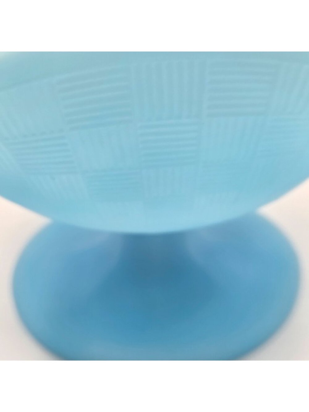 Fenton Three Fruits #8242 Handled Compote Satin Blue Milk Glass - Picture 5 of 9